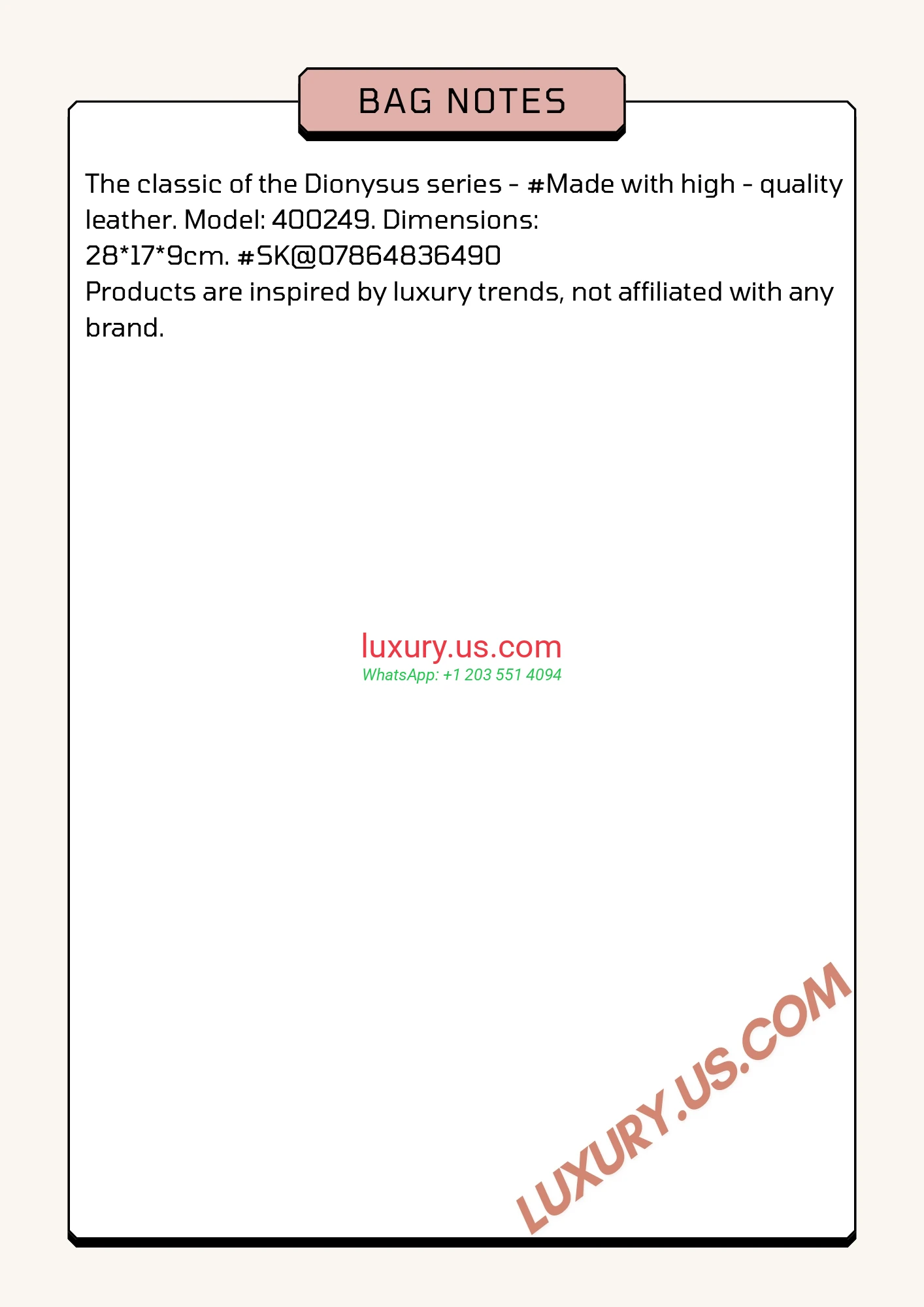 GUCCI Dionysus G400249 28cm 28x17x9 cm - Replica Bag high-quality replicas, exquisite design, perfect details.