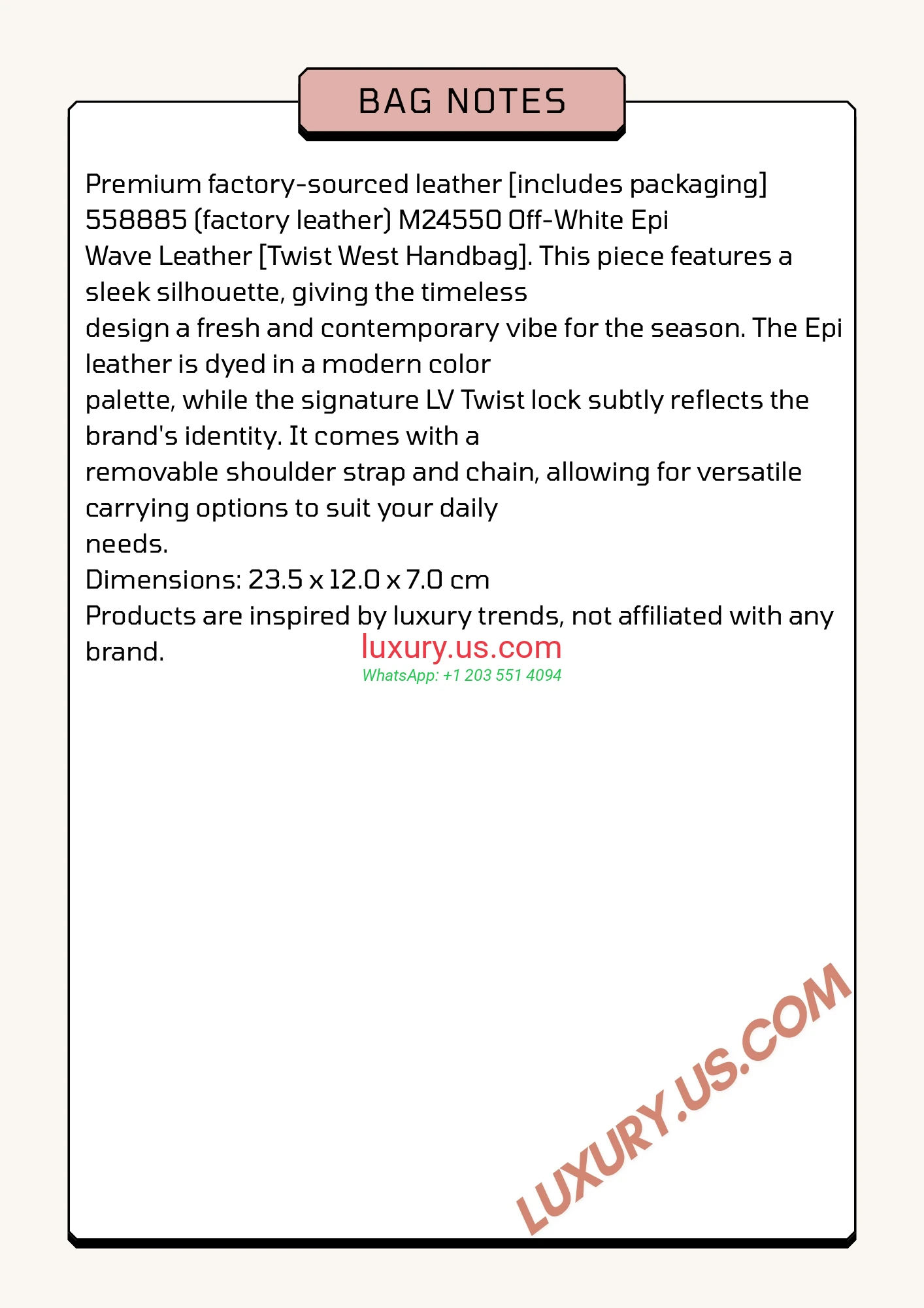 Louis Vuitton Twist M24550 23.5x12.0x7.0 cm Off-White - Replica Bag high-quality replicas, exquisite design, perfect details.