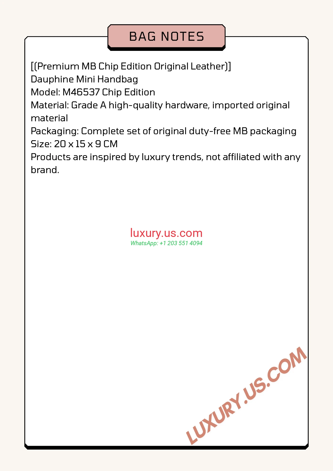 LOUISVUITTON Dauphine M46537 20x15x9 cm - Replica Bag high-quality replicas, exquisite design, perfect details.