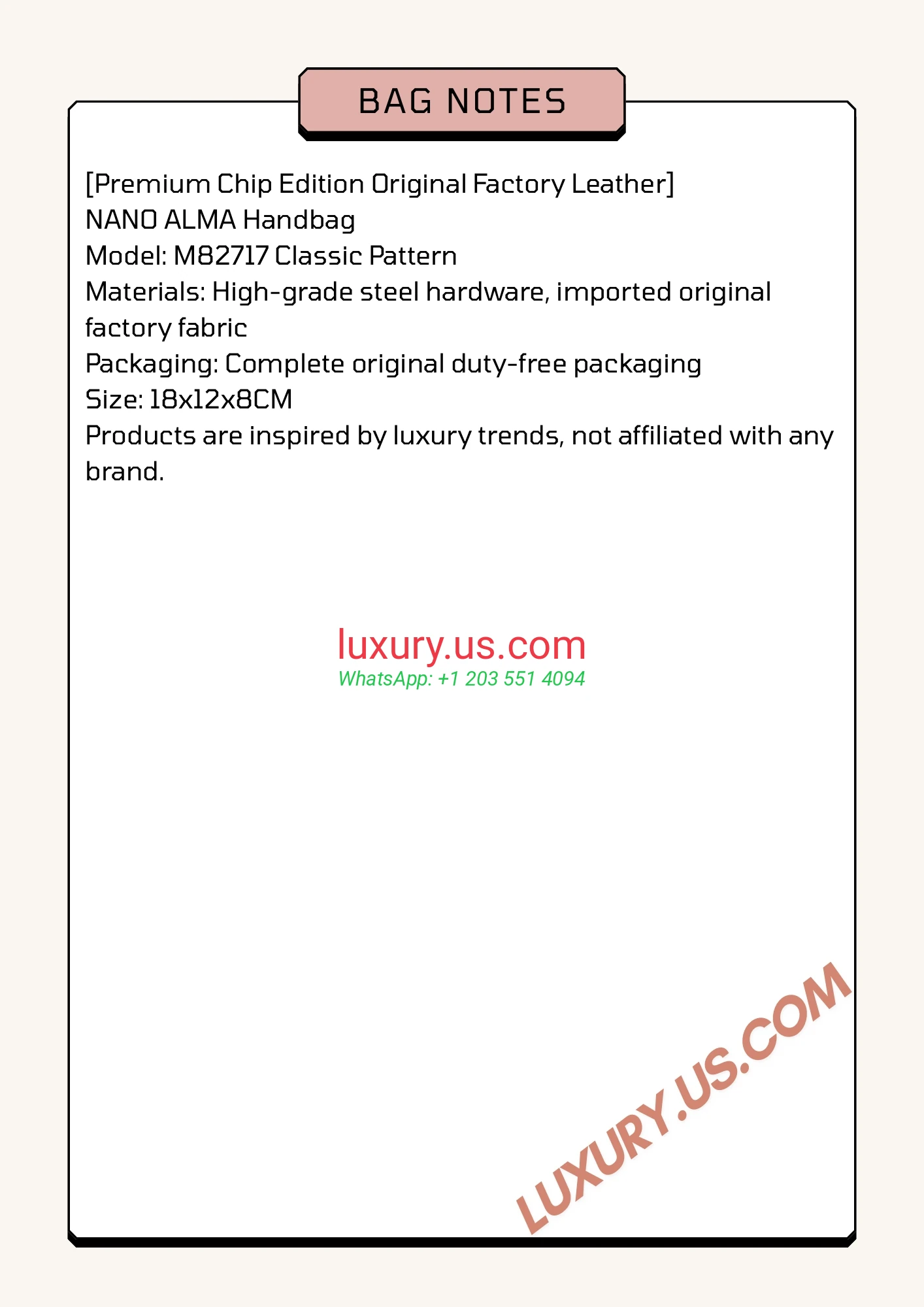 Louis Vuitton Alma M82717 18x12x8 cm - Replica Bag high-quality replicas, exquisite design, perfect details.