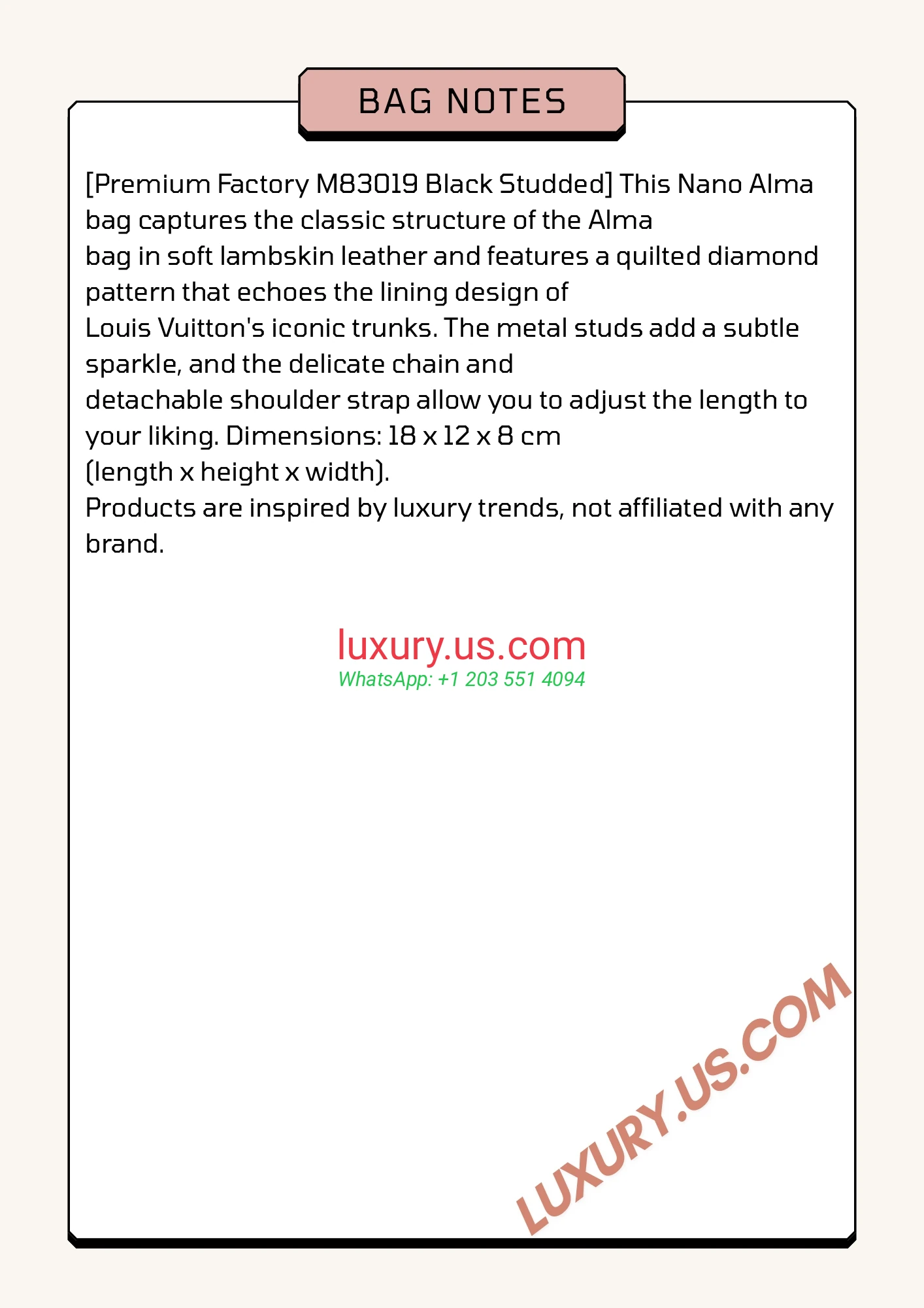 Louis Vuitton Alma M83019 18x12x8 cm Black - Replica Bag high-quality replicas, exquisite design, perfect details.