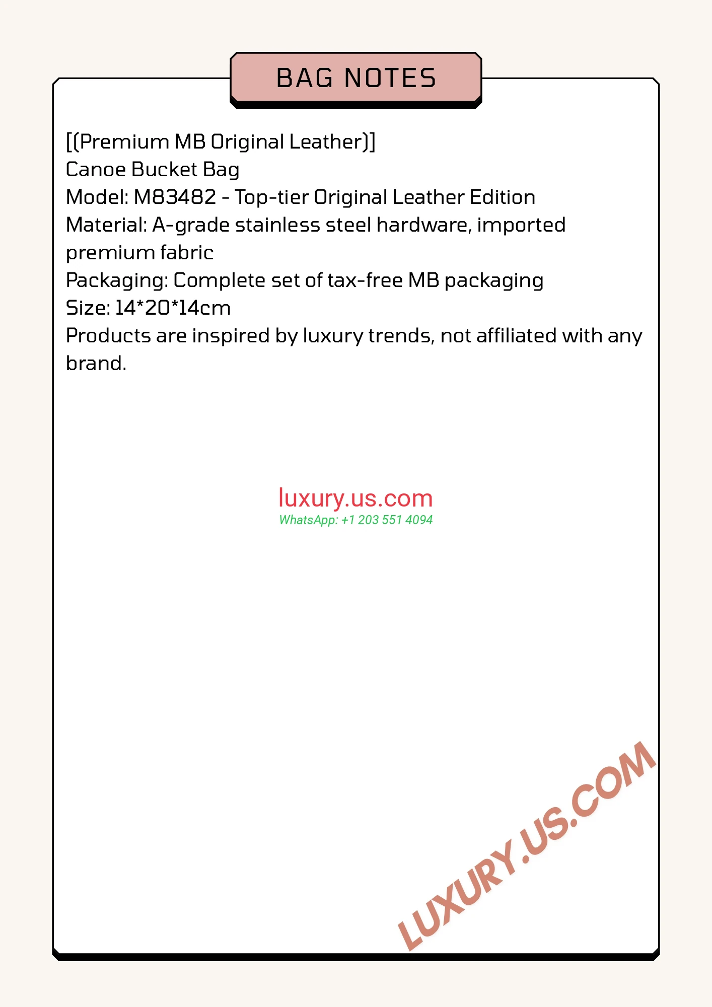 LOUISVUITTON Noé M83482 14x20x14 cm - Replica Bag high-quality replicas, exquisite design, perfect details.